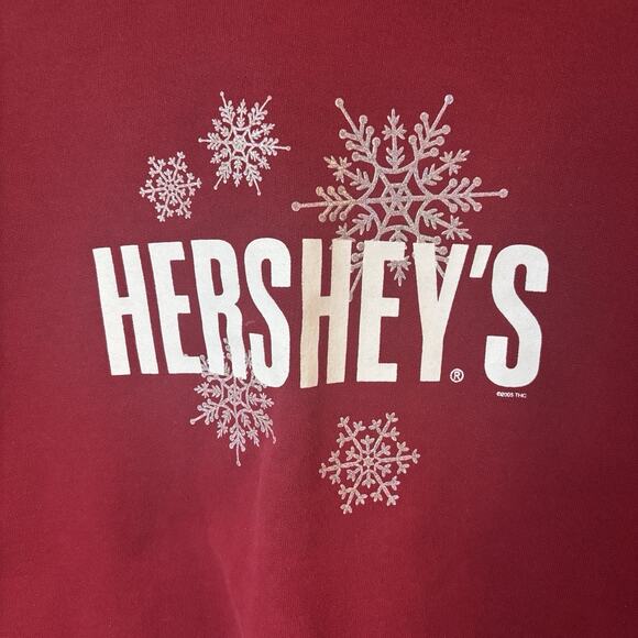 Vintage 2005 Hersheys Chocolate Snowflakes Glitter Crewneck Festive Sweatshirt M - Picture 2 of 8